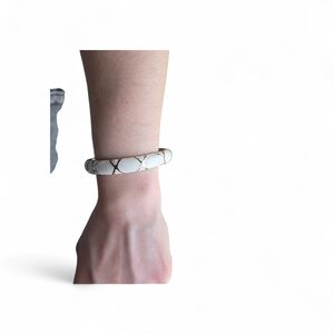 White Enamel Link Bangle Bracelet